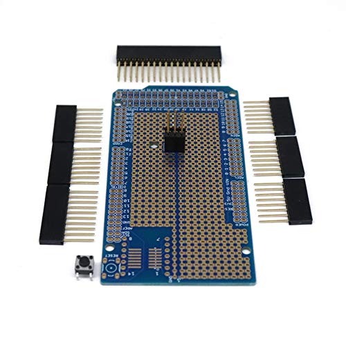 Treedix 3 pcs Prototype Shield Board Solderable Universal BreadBoard PCB Double Sided Tinned Gold Plated Holes with Female Header Compatible with Arduino Mega 2560