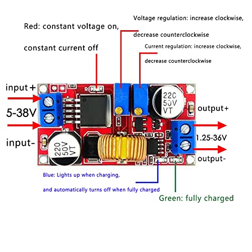 Treedix 2pcs Lithium Battery Charger Module Board LED Driver Step Down Buck Converter Board Constant Current Voltage