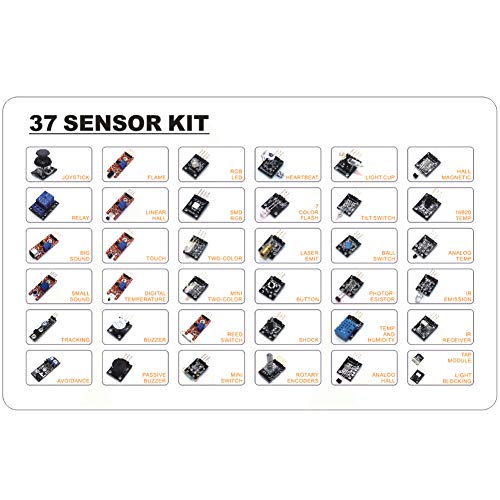 Treedix 37pcs Sensor Modules Kit Compatible with Arduino Project, Electronic Project, UNO, Mega2560