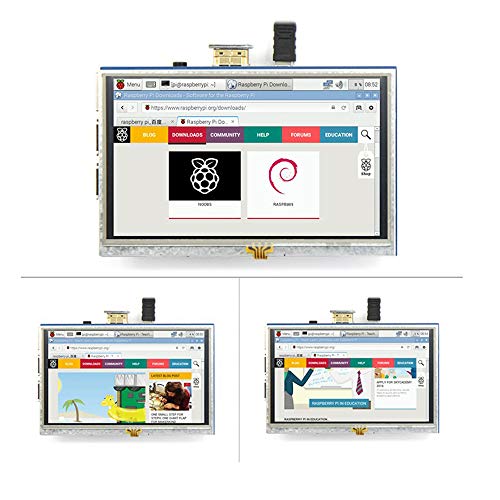 Treedix 5 Inch TFT LCD Display LCD Monitor 800×480 Color Touch Screen Module with Touch Pen Compatible with Raspberry Pi 3B+/4B