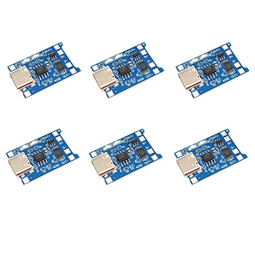 Treedix 6pcs TP4056 Type-C USB 5V 1A Lithium Battery Charger Module Charging Board with Dual Protection Functions