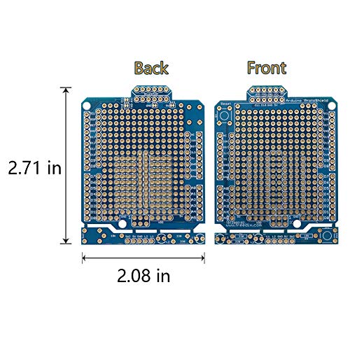 Treedix Compatible with Arduino Prototype Shield Expansion Board PCB Solderable BreadBoard Double Sided Tinned Gold Plated Holes Shield Kit