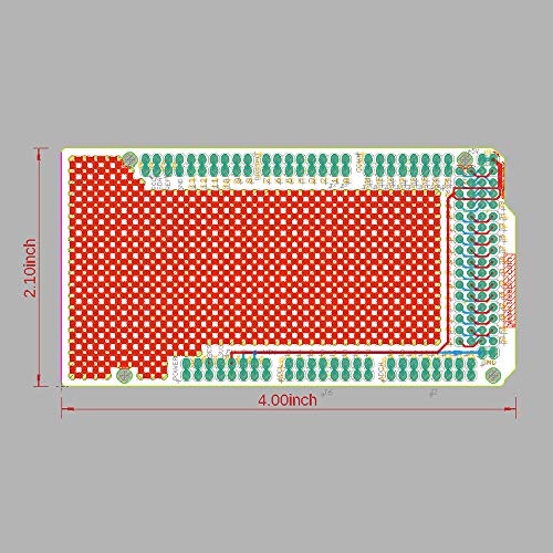 Treedix 5 pcs Prototype Shield Board Compatible with Arduino Mega 2560 Solderable Universal BreadBoard PCB Double Sided Tinned Gold Plated Holes