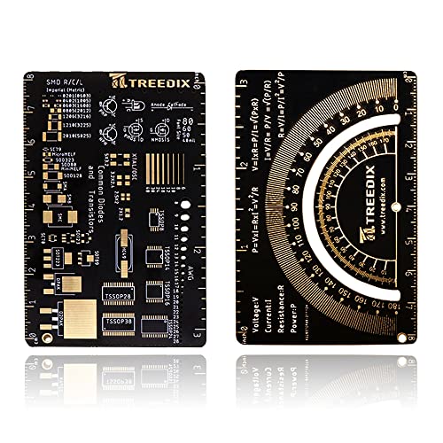 Treedix 2 Stück multifunktionales PCB-Lineal, 7,6 cm, Messwerkzeug, Farbwellenlänge, Schottky-Diode, Zener-Dioden-Widerstand, Kondensator-Chip, IC, SMD-Dioden-Transistor für Leiterplatten von Elektronikingenieuren
