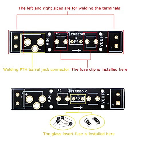 Treedix ガラスフェルール型ヒューズブレイクアウトボードキット、プリント回路基板付き、回路を溶融破壊から保護