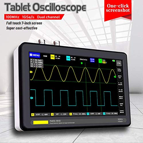 Treedix Rechargeable Handheld 7" Touch Screen DSO Digital Tablet Oscilloscope with 2 Channel 100Mhz Bandwidth and 1GSa/s Sampling Rate