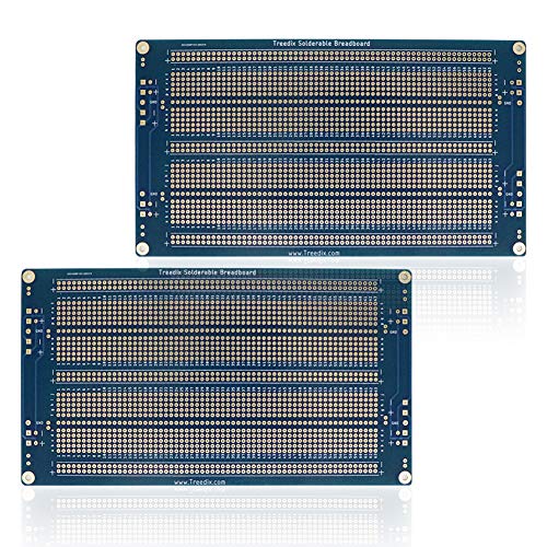 Treedix 2PCS Upgraded Universal Board Solderable BreadBoard PCB Prototype Shield Board Double Sided Tinned Gold Plated Holes Compatible with Arduino Kit Raspberry Pi Shield Prototyping and Testing