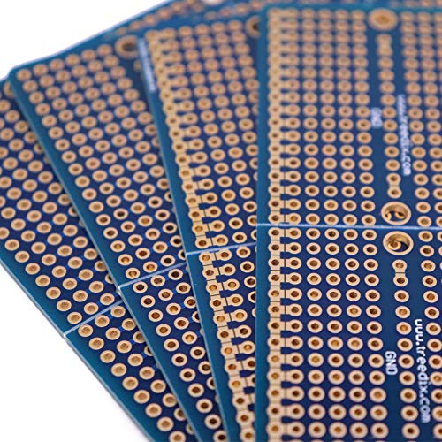 Treedix 4 pcs Universal Board Solderable BreadBoard Split Design PCB Prototype Shield Board Double Sided Tinned Gold Plated Holes Compatible with Arduino Kit Raspberry Pi Prototyping and Testing
