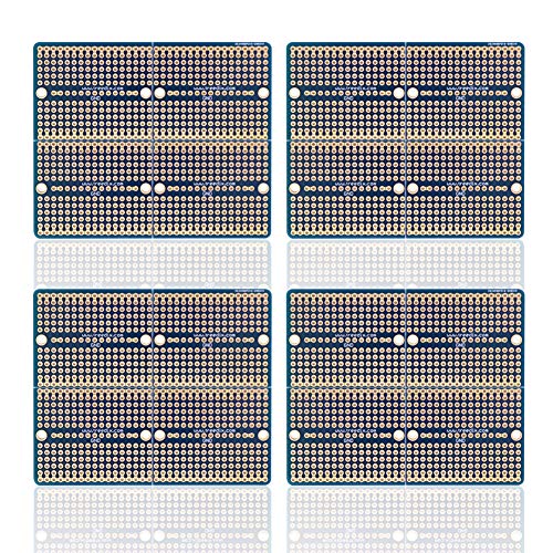Treedix 4 pcs Universal Board Solderable BreadBoard Split Design PCB Prototype Shield Board Double Sided Tinned Gold Plated Holes Compatible with Arduino Kit Raspberry Pi Prototyping and Testing