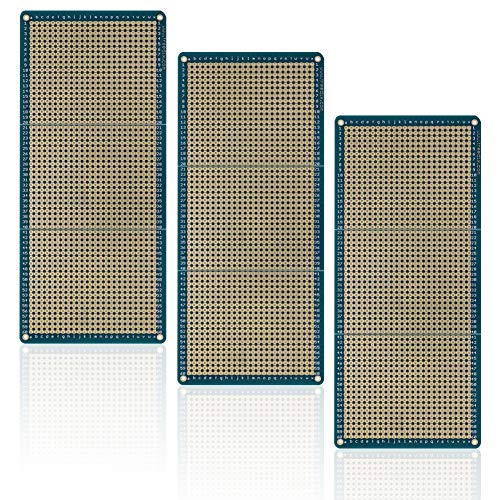 Treedix 3 pcs Solderable BreadBoard Split Design Universal Board PCB Prototype Shield Board Double Sided Tinned Gold Plated Holes Compatible with Arduino Kit Raspberry Pi Prototyping and Testing