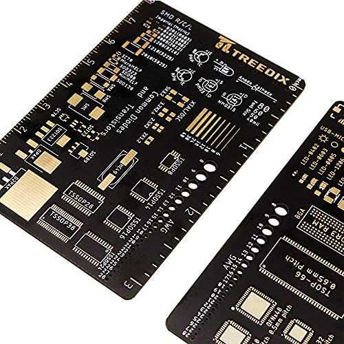 Treedix 2PCS Multifunctional PCB Ruler 3inch Measuring Tool Color Wavelength, Schottky Diode, Zener Diode Resistor Capacitor Chip IC SMD Diode Transistor for Electronic Engineers Printed Circuit Board
