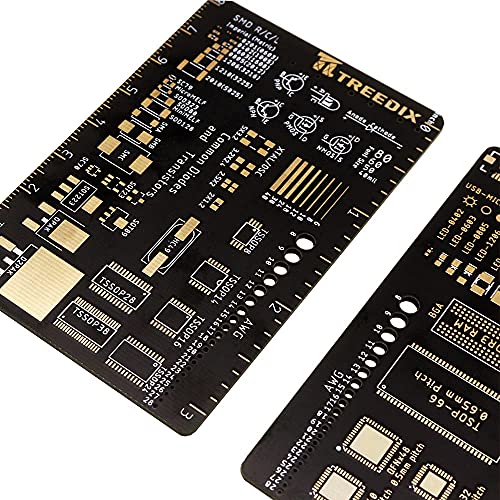 Treedix 2 Stück multifunktionales PCB-Lineal, 7,6 cm, Messwerkzeug, Farbwellenlänge, Schottky-Diode, Zener-Dioden-Widerstand, Kondensator-Chip, IC, SMD-Dioden-Transistor für Leiterplatten von Elektronikingenieuren